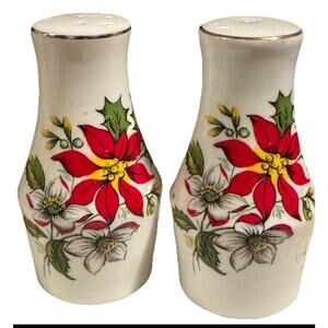 Poinsettia salt and pepper shakers